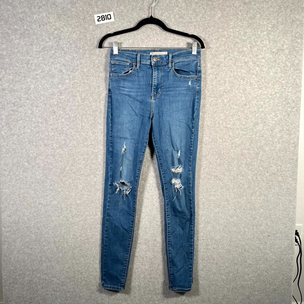 Levi's 720 Super Skinny Jeans Womens 27x30 Blue Denim Cottonβ Stretch Distressed